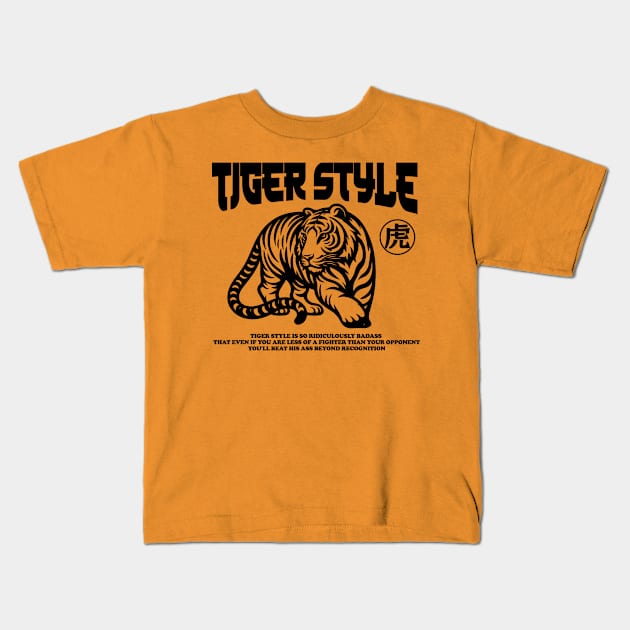 Tiger Style Kids T-Shirt by TwirlArt